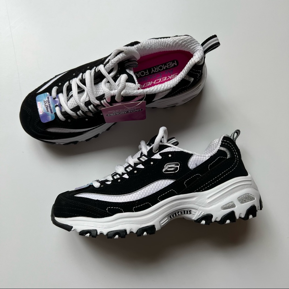 NWT Sketchers D’Lites - Biggest Fan, Black/White, 5.5